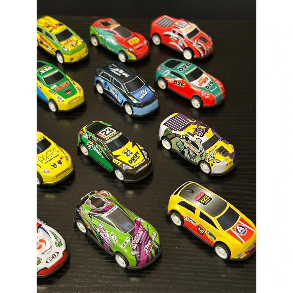 Lot of 20 Pull Back Toy Racing Cars Multi Color Miniature Diecast Style Vehicles